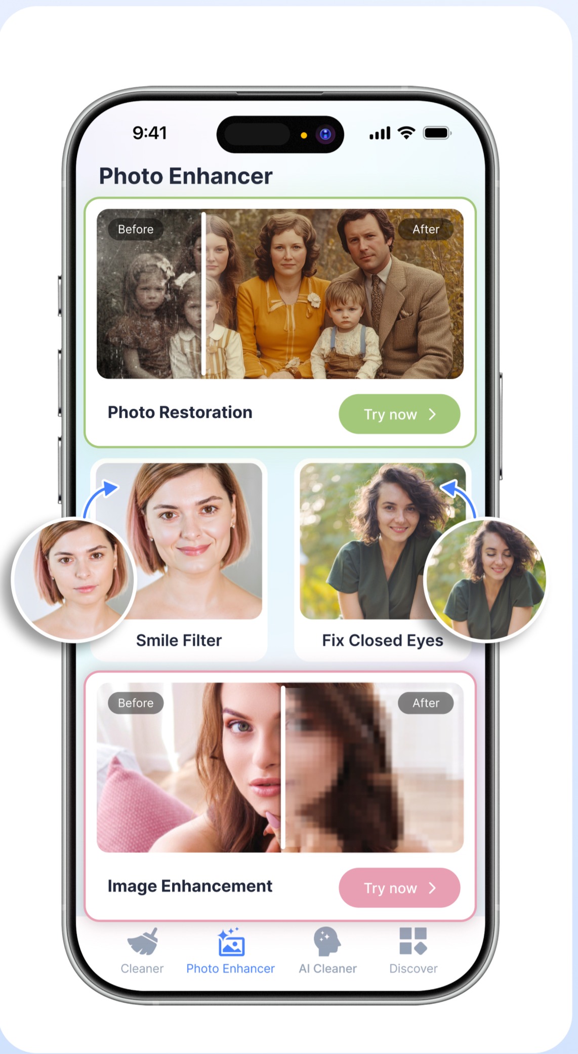 AI photo enhancement illustration
